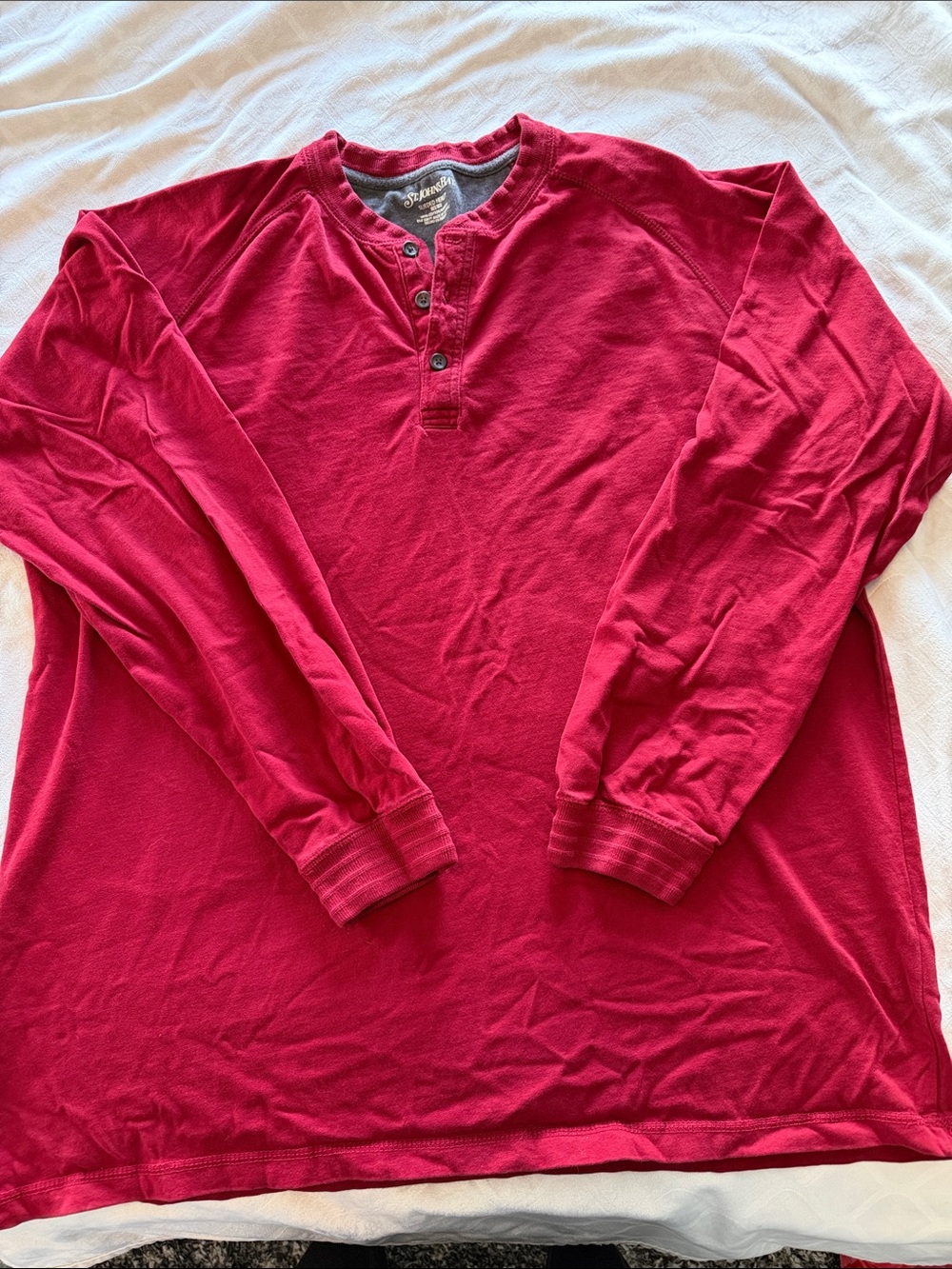 St. John's Bay Men's Long-Sleeve Henley in Deep Red
